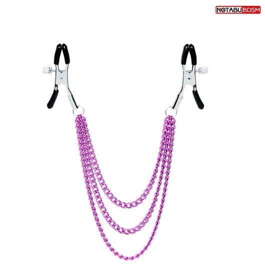 Оригинальные зажимы на соски с тройной розовой цепочкой - Notabu - купить с доставкой в Королеве