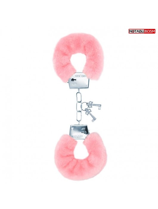 Металлические наручники с мягкой нежно-розовой опушкой - Notabu - купить с доставкой в Королеве