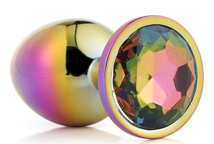 Голографическая анальная втулка с радужным кристаллом - 7,1 см. - Dream Toys - купить с доставкой в Королеве