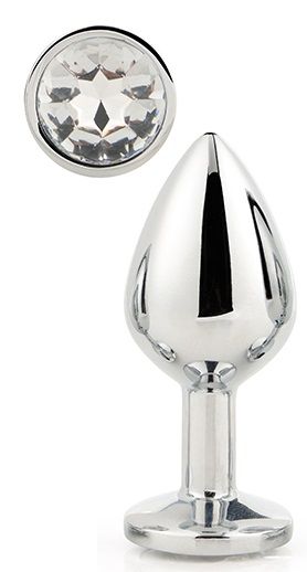 Серебристая анальная втулка с прозрачным кристаллом - 7,1 см. - Dream Toys - купить с доставкой в Королеве