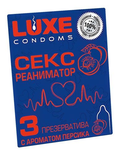 Презервативы с ароматом персика  Сексреаниматор  - 3 шт. - Luxe - купить с доставкой в Королеве