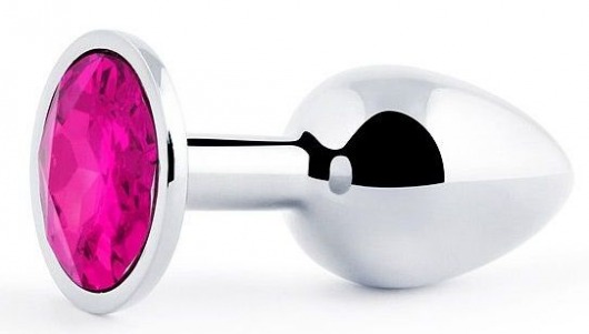 Серебристая анальная пробка с малиновым кристаллом - 7,2 см. - Anal Jewelry Plug - купить с доставкой в Королеве