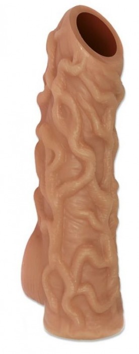 Телесная насадка с венками и открытой головкой Nude Sleeve M - 12 см. - KOKOS - в Королеве купить с доставкой