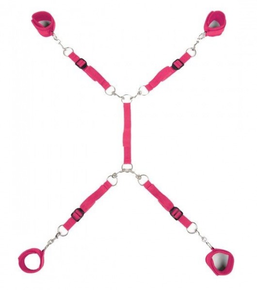 Ярко-розовый набор фиксаций на кровати Classic Bed Spreader - Lux Fetish - купить с доставкой в Королеве