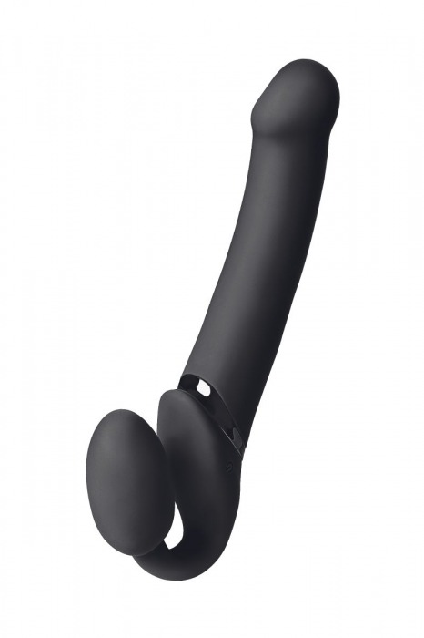 Черный безремневой вибрострапон Vibrating Bendable Strap-On L - Strap-on-me - купить с доставкой в Королеве