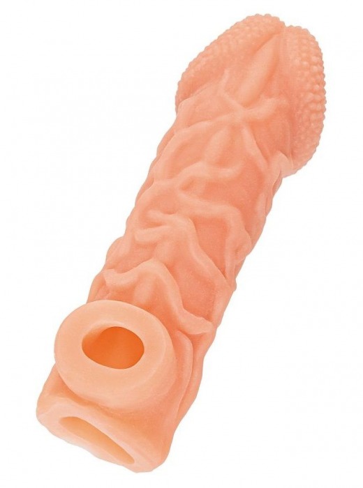 Телесная закрытая насадка с венками Cock Sleeve Size L - 17,6 см. - KOKOS - в Королеве купить с доставкой