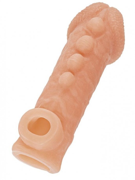 Телесная закрытая насадка с шишечками Cock Sleeve Size L - 17,6 см. - KOKOS - в Королеве купить с доставкой