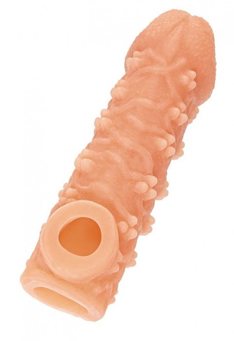 Телесная закрытая насадка с пучками шишечек Cock Sleeve Size L - 17,6 см. - KOKOS - в Королеве купить с доставкой