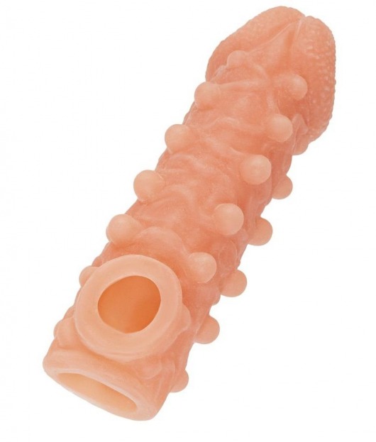 Телесная закрытая насадка с шариками Cock Sleeve Size S - 13,8 см. - KOKOS - в Королеве купить с доставкой