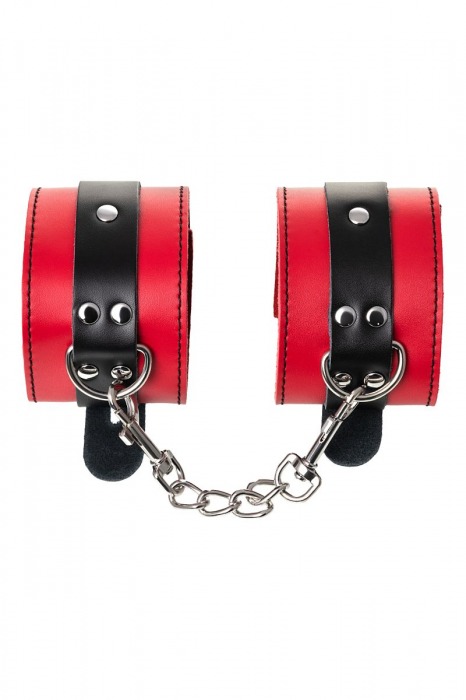 Красно-черные оковы на ноги из кожи - ToyFa - купить с доставкой в Королеве