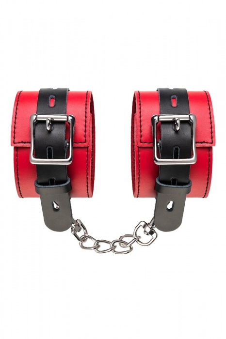 Красно-черные оковы на ноги из кожи - ToyFa - купить с доставкой в Королеве