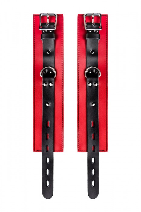 Красно-черные оковы на ноги из кожи - ToyFa - купить с доставкой в Королеве