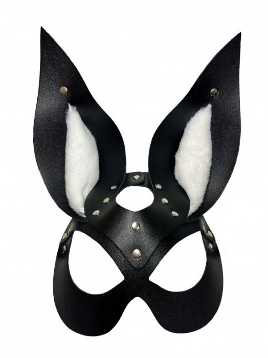 Черная маска зайки с белым мехом на ушках Miss Bunny - БДСМ Арсенал - купить с доставкой в Королеве