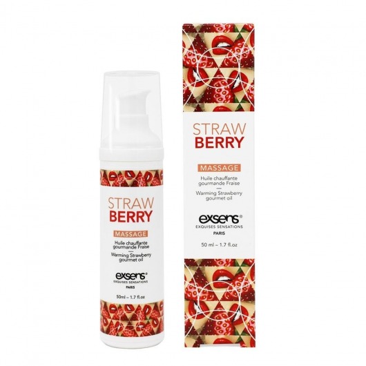 Разогревающее массажное масло  с ароматом клубники Gourmet Strawberry - 50 мл. - Exsens - купить с доставкой в Королеве