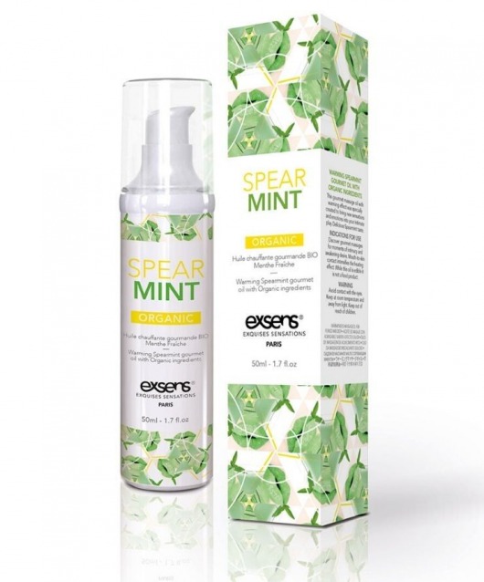 Разогревающее массажное масло Gourmet Spearmint Organic с органическими ингредиентами - 50 мл. - Exsens - купить с доставкой в Королеве