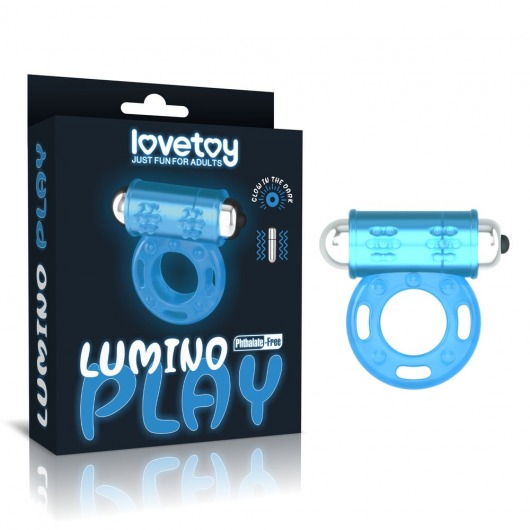 Голубое, светящееся в темноте эрекционное виброкольцо Lumino Play Vibrating Penis Ring - Lovetoy - в Королеве купить с доставкой