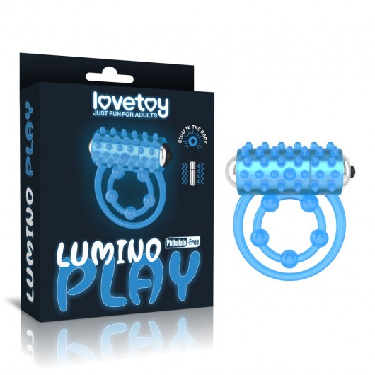 Голубое, светящееся в темноте виброкольцо Lumino Play Vibrating Penis Ring - Lovetoy - в Королеве купить с доставкой