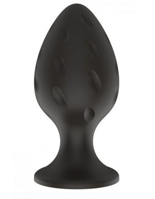 Черная малая силиконовая анальная пробка с рельефом в виде углублений - Свободный ассортимент
