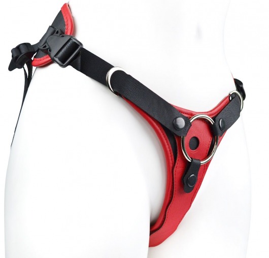 Красно-черный женский пояс с 2 способами крепления насадок - LOVETOY (А-Полимер) - купить с доставкой в Королеве