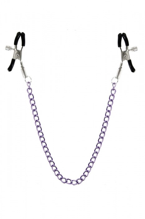 Зажимы для сосков с фиолетовой цепочкой Sweet Caress Nipple Chain - Sweet Caress - купить с доставкой в Королеве