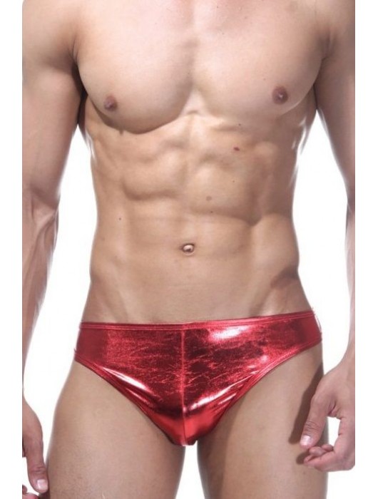 Красные трусы-джоки из блестящего гладкого материала - La Blinque купить с доставкой
