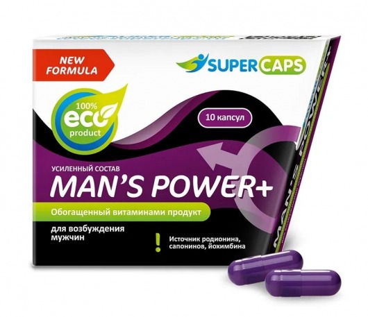 Возбуждающее средство для мужчин Mans Power plus - 10 капсул (0,35 гр.) +1 в подарок - SuperCaps - купить с доставкой в Королеве