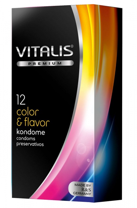 Цветные ароматизированные презервативы VITALIS PREMIUM color   flavor - 12 шт. - Vitalis - купить с доставкой в Королеве