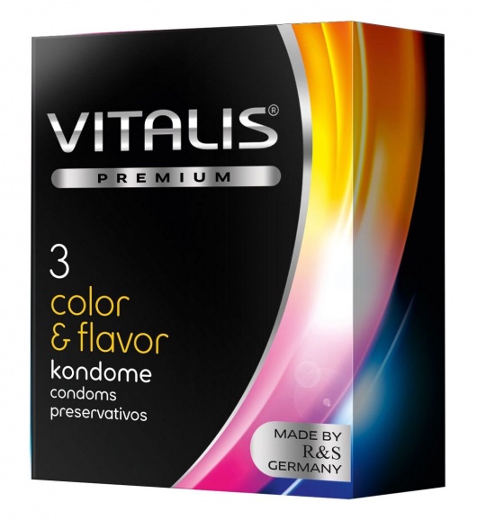 Цветные ароматизированные презервативы VITALIS PREMIUM color   flavor - 3 шт. - Vitalis - купить с доставкой в Королеве