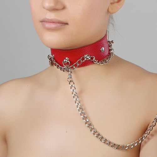 Красный ошейник из натуральной кожи - Sitabella - купить с доставкой в Королеве