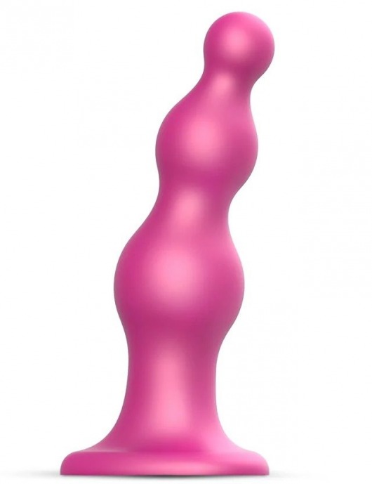 Розовая насадка Strap-On-Me Dildo Plug Beads size S - Strap-on-me - купить с доставкой в Королеве