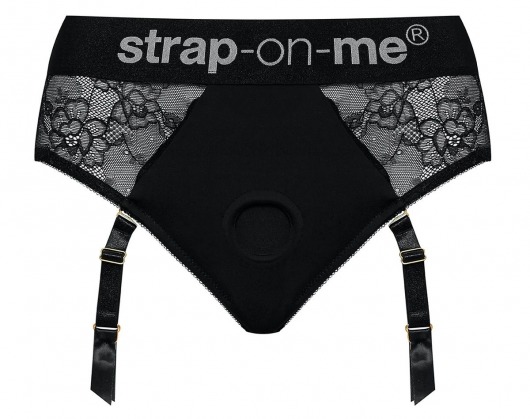 Черные трусики для насадок Diva Lingerie Harness - size L - Strap-on-me - купить с доставкой в Королеве