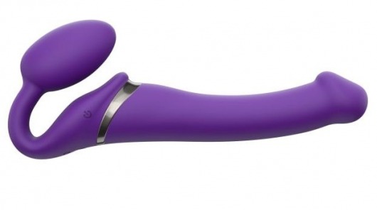 Фиолетовый безремневой вибрострапон Vibrating Bendable Strap-On - size L - Strap-on-me - купить с доставкой в Королеве