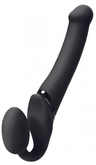 Черный безремневой вибрострапон Silicone Bendable Strap-On - size XL - Strap-on-me - купить с доставкой в Королеве