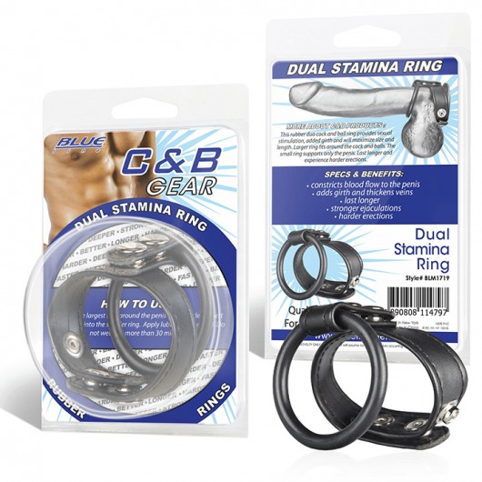 Двойное кольцо выносливости на пенис DUAL STAMINA RING - BlueLine - в Королеве купить с доставкой