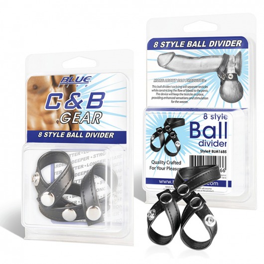 Разделитель мошонки из искусственной кожи на клепках 8 STYLE BALL DIVIDER - BlueLine - купить с доставкой в Королеве