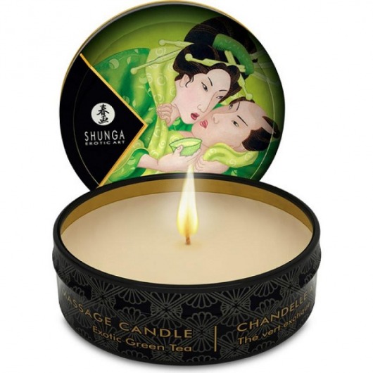 Массажная свеча Exotic Green Tea с ароматом зелёного чая - 30 мл. - Shunga - купить с доставкой в Королеве