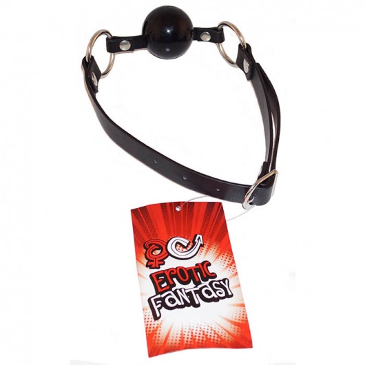 Силиконовый черный кляп-шарик на ремне Black Ballgag - Erotic Fantasy - купить с доставкой в Королеве