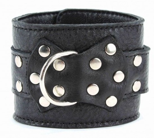 Чёрные наручники  из кожи с пряжкой - БДСМ Арсенал - купить с доставкой в Королеве