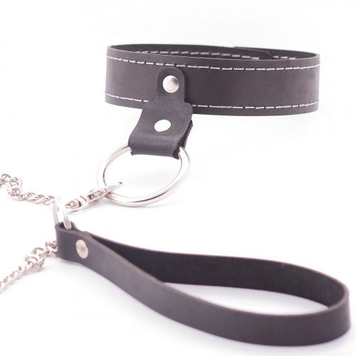 Узкий однослойный ошейник с поводком - Crazy Handmade - купить с доставкой в Королеве