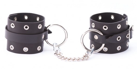 Черные кожаные оковы с люверсами - Crazy Handmade - купить с доставкой в Королеве
