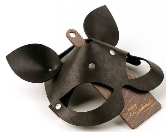 Черная кожаная маска  Кошка  с маленькими ушками - Crazy Handmade - купить с доставкой в Королеве