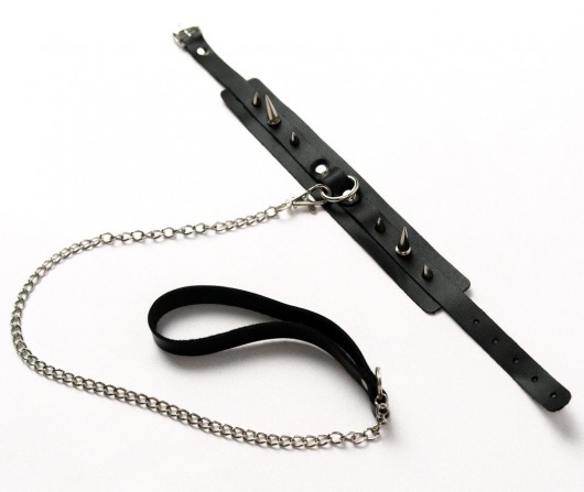 Черный ошейник с шипами и поводком - Crazy Handmade - купить с доставкой в Королеве