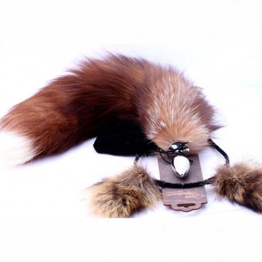 Игровой комплект: серебристая анальная пробка с пушистым хвостом и ободок-ушки - Crazy Handmade - купить с доставкой в Королеве