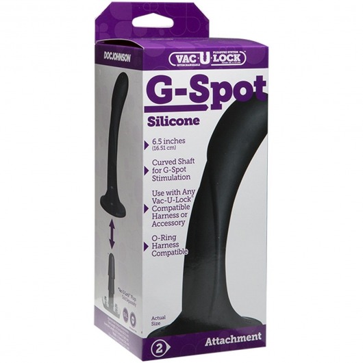 Черная изогнутая насадка Vac-U-Lock G-Spot - 16,5 см. - Doc Johnson - купить с доставкой в Королеве