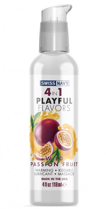 Массажный гель 4-в-1 Wild Passion Fruit с ароматом маракуйи - 118 мл. - Swiss navy - купить с доставкой в Королеве
