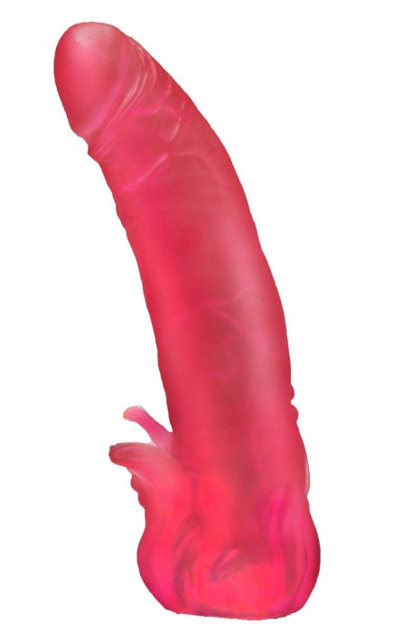Розовая насадка для страпона с клиторальными лепестками - 18,5 см. - LOVETOY (А-Полимер) - купить с доставкой в Королеве