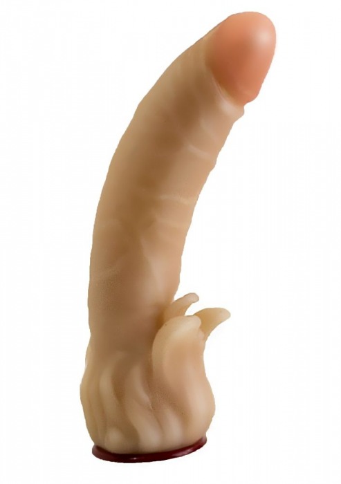 Телесная гелевая насадка-фаллос с клиторальными лепестками - 18,5 см. - LOVETOY (А-Полимер) - купить с доставкой в Королеве