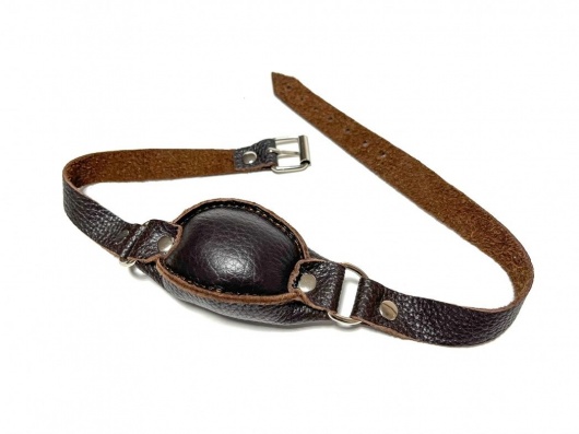 Коричневый кожаный мягкий кляп - БДСМ Арсенал - купить с доставкой в Королеве