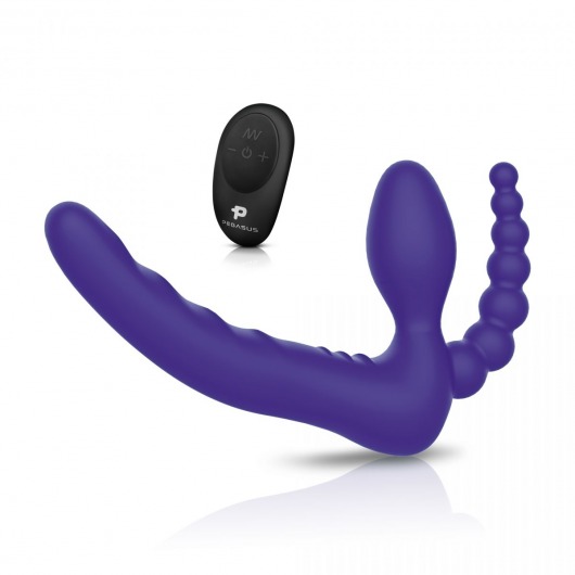 Фиолетовый безремневой страпон с пультом ДУ 7’’ Remote Control Strapless - 24 см. - Pegasus - купить с доставкой в Королеве