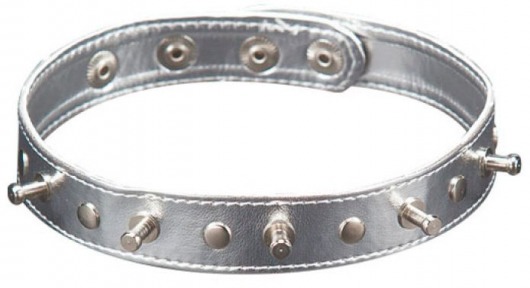 Серебристый ошейник с шипами - Sitabella - купить с доставкой в Королеве
